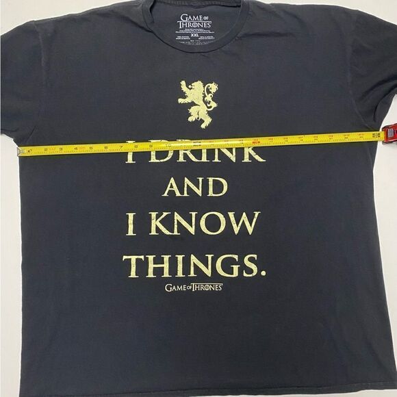 Game of Thrones Official Women’s Black Drink and Know Things Graphic Shirt XXL - Picture 4 of 8